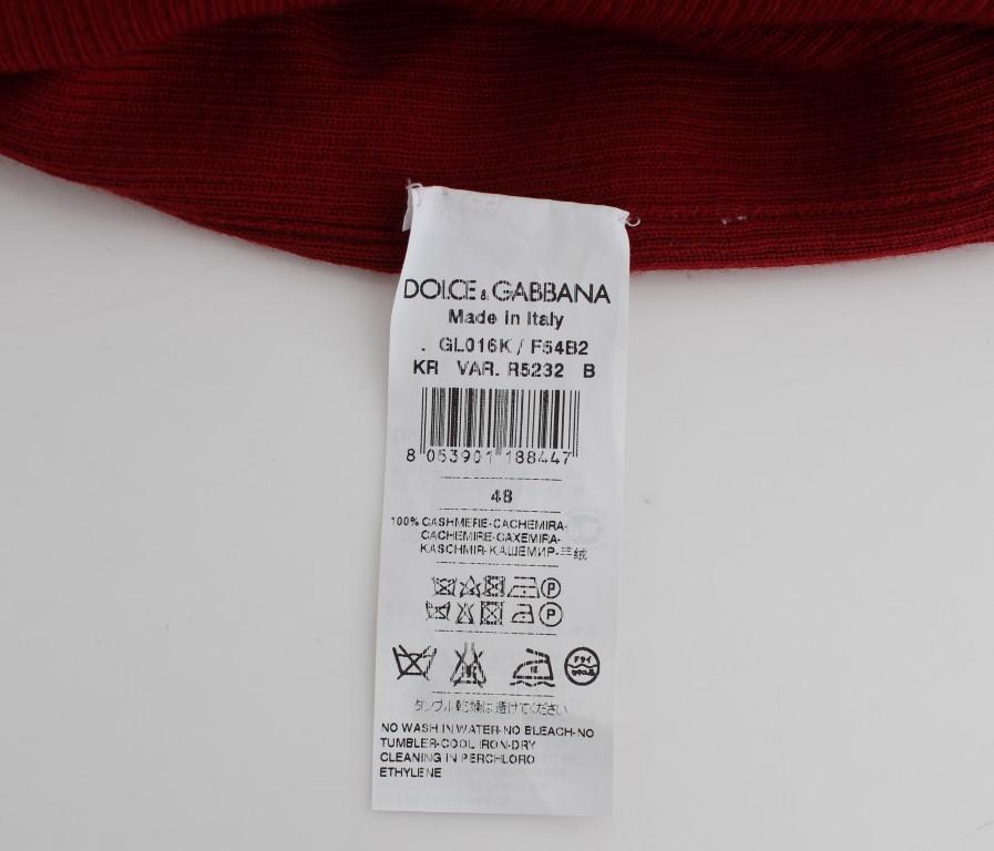 Red Cashmere Ribbed Pullover Sweater