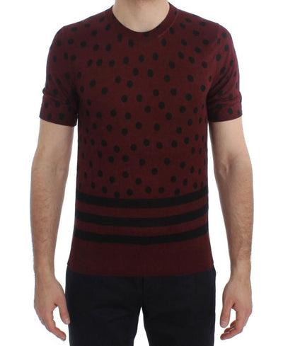 Bordeaux Black Polka Dotted Silk T-shirt