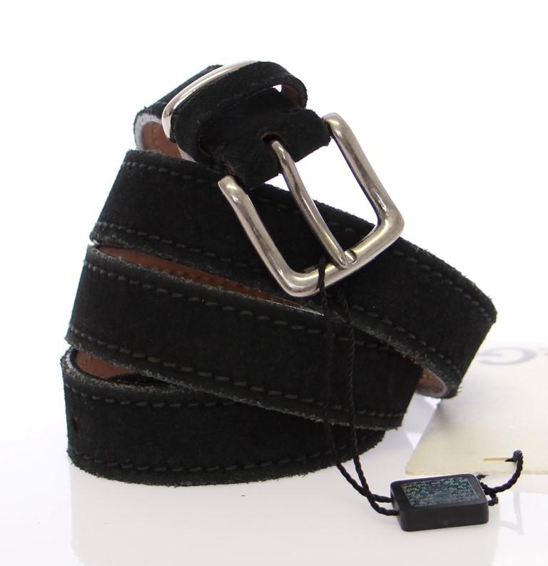 Blue Suede Leather Logo Belt