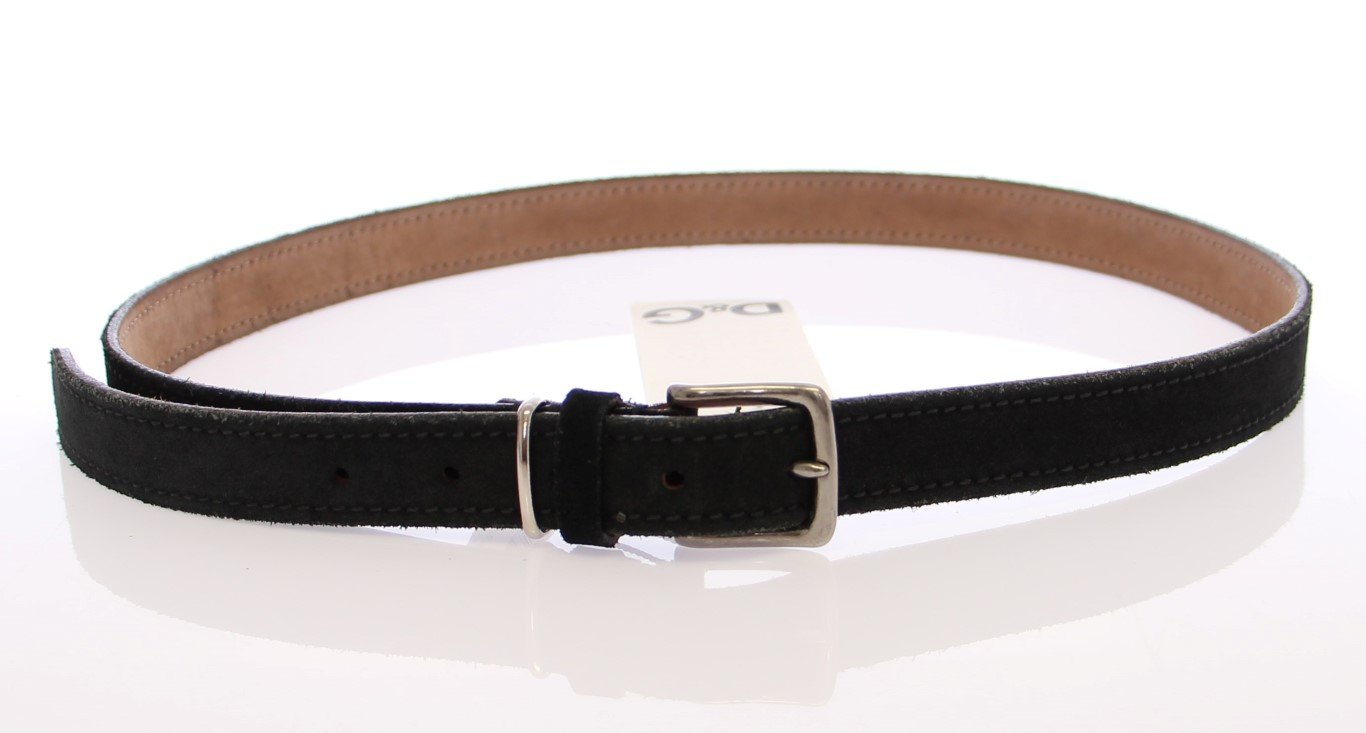 Blue Suede Leather Logo Belt