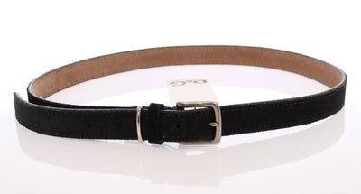 Blue Suede Leather Logo Belt
