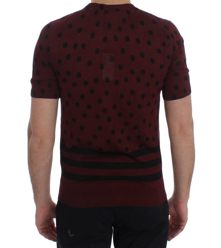 Bordeaux Black Polka Dotted Silk T-shirt
