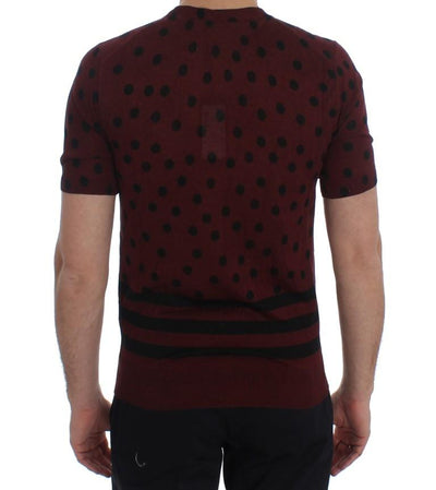 Bordeaux Black Polka Dotted Silk T-shirt