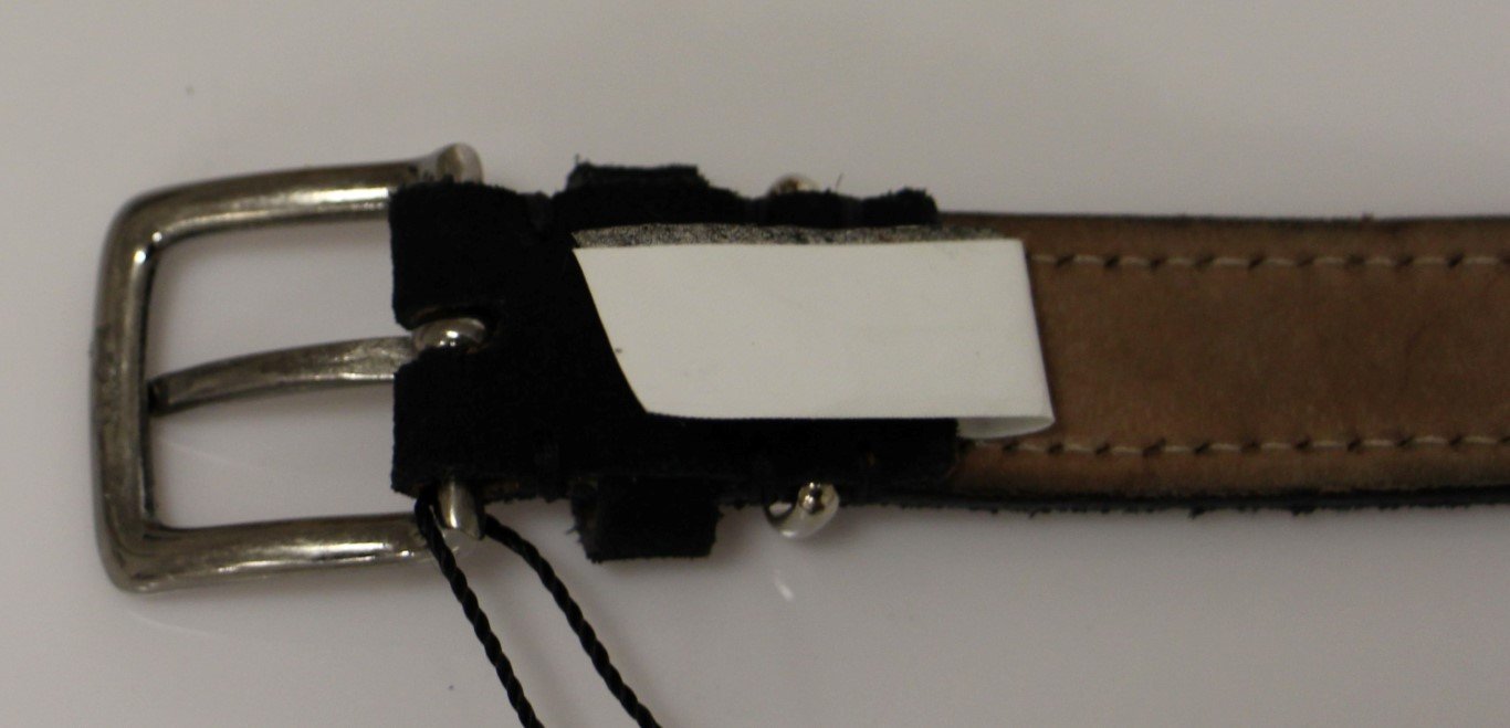 Blue Suede Leather Logo Belt