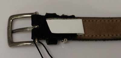 Blue Suede Leather Logo Belt