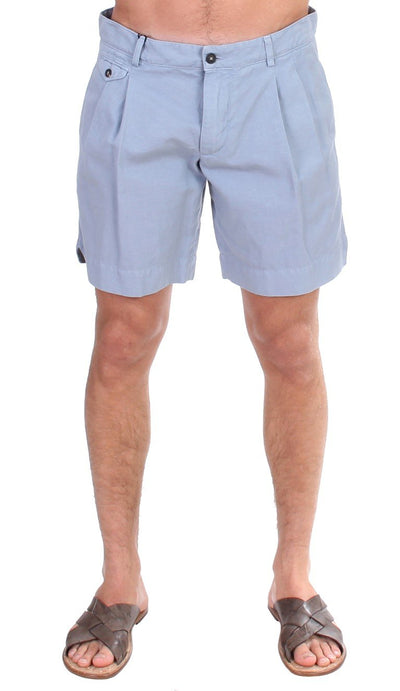 Blue Cotton Above Knees Dress Shorts