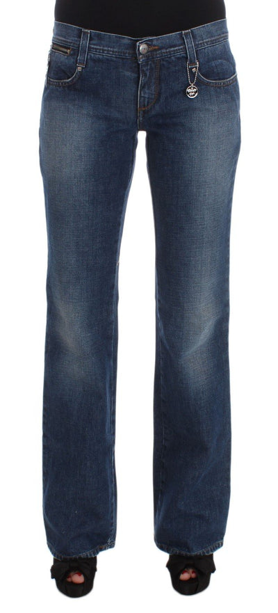Blue Cotton Bootcut Denim Jeans