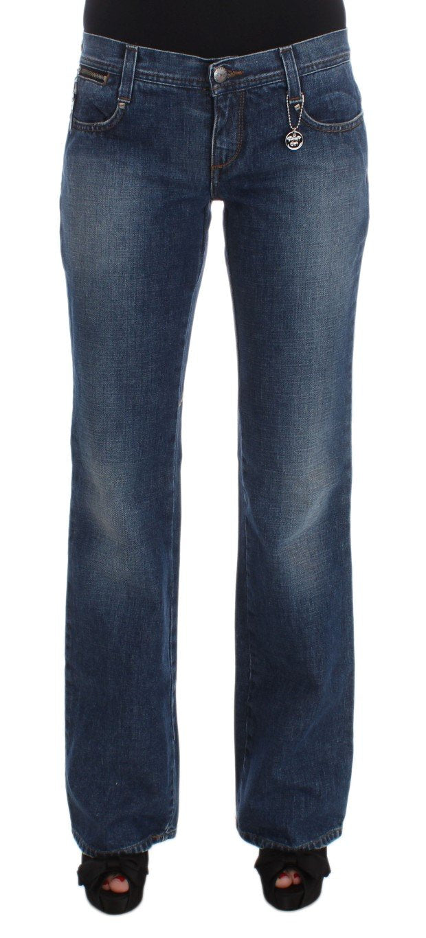 Blue Cotton Bootcut Denim Jeans