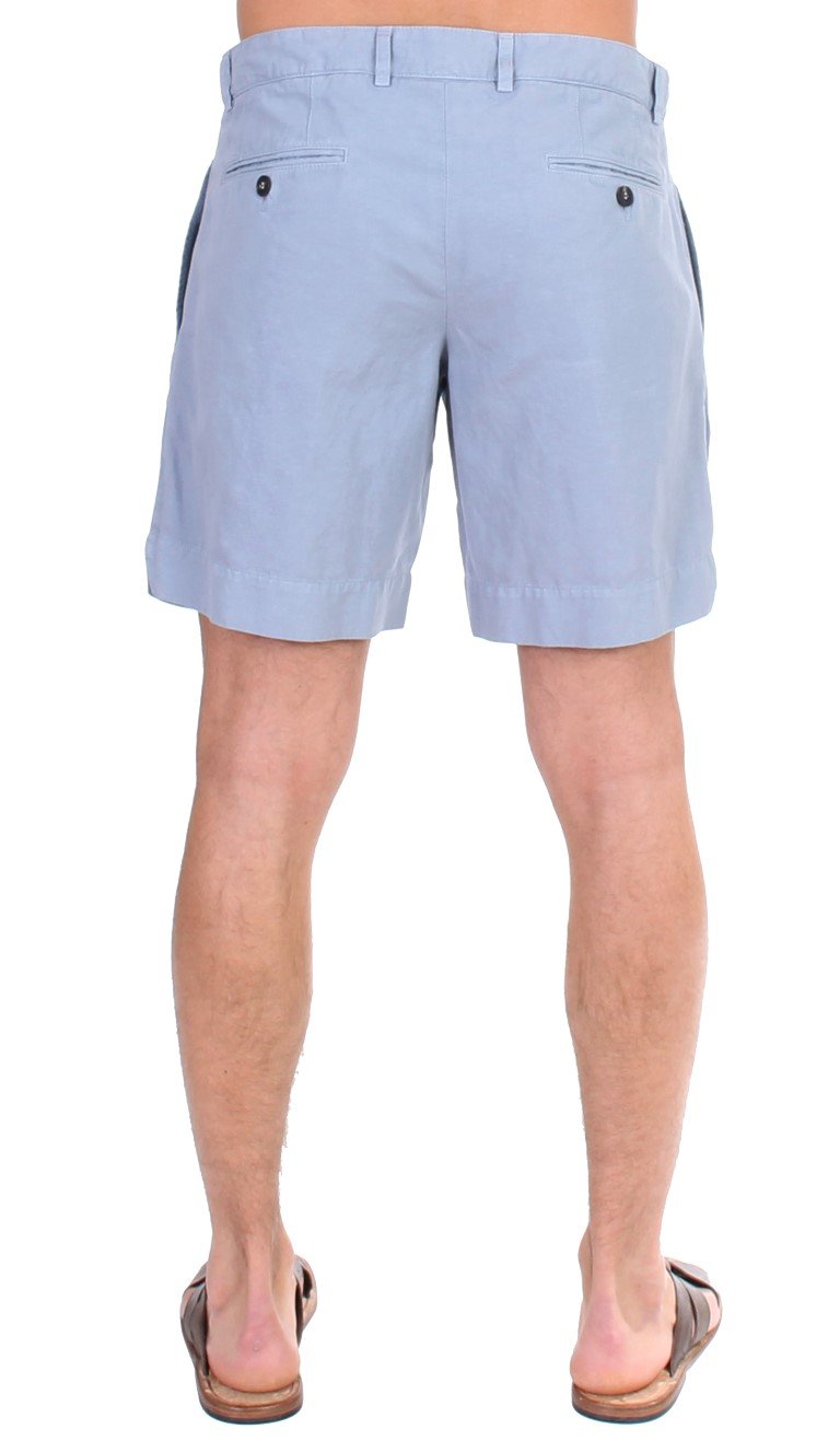 Blue Cotton Above Knees Dress Shorts