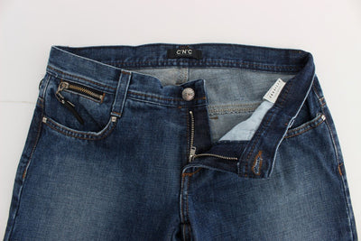 Blue Cotton Bootcut Denim Jeans