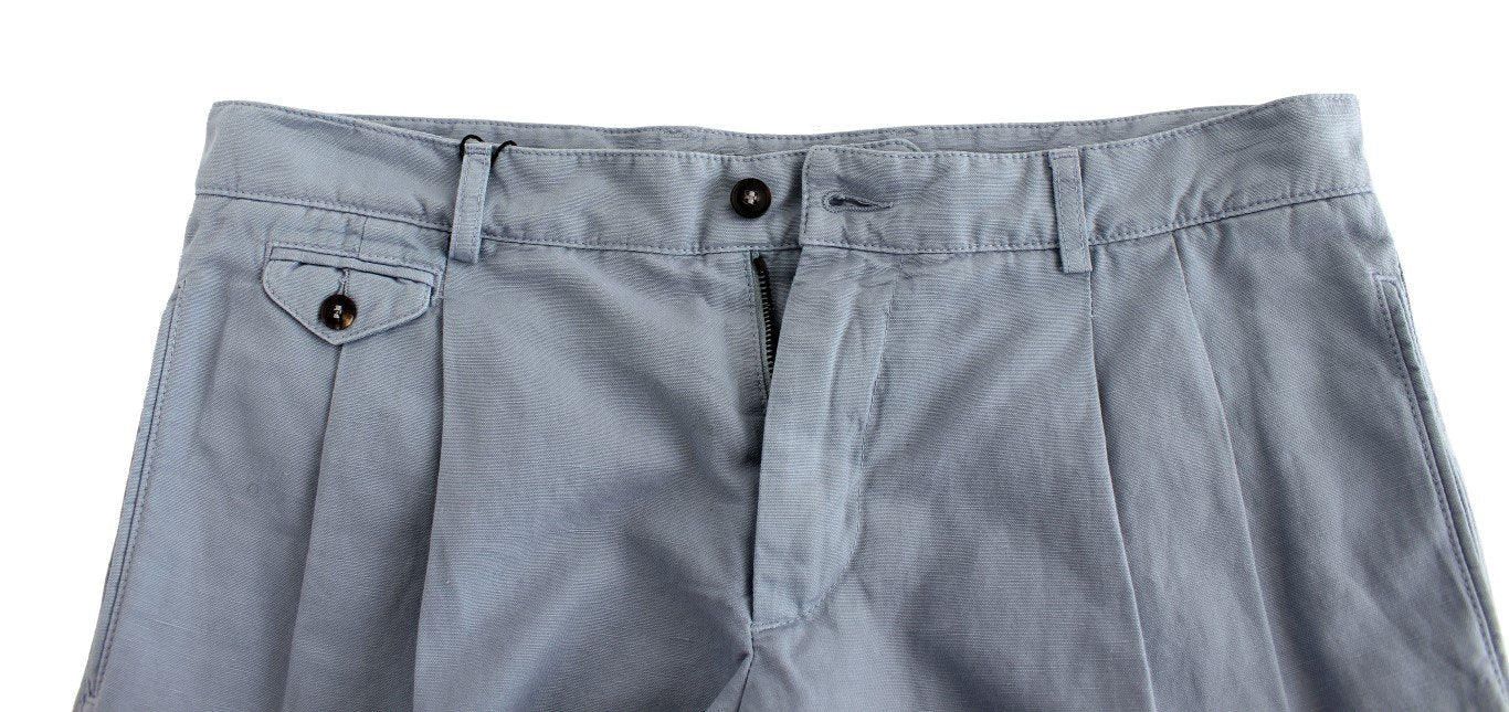 Blue Cotton Above Knees Dress Shorts