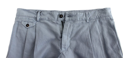 Blue Cotton Above Knees Dress Shorts
