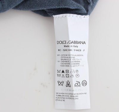 Blue Cotton Cashmere Cardigan Sweater
