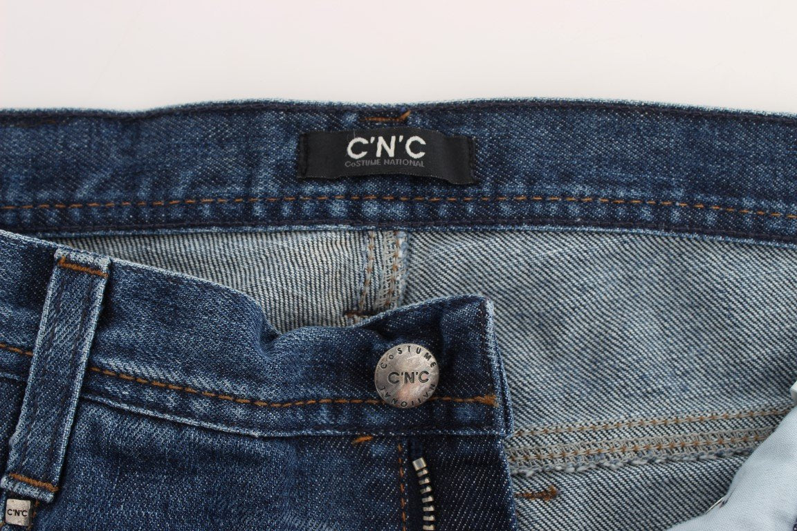 Blue Cotton Bootcut Denim Jeans