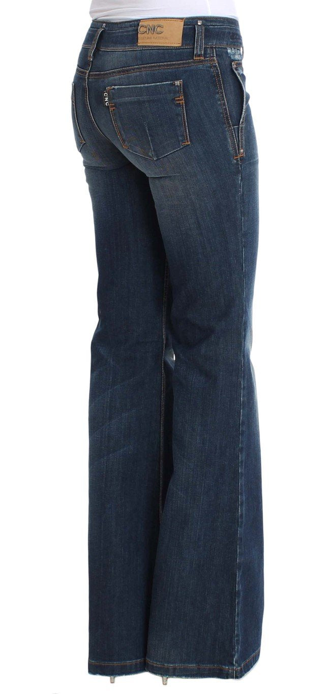 Blue Cotton Flare Boot Cut Jeans