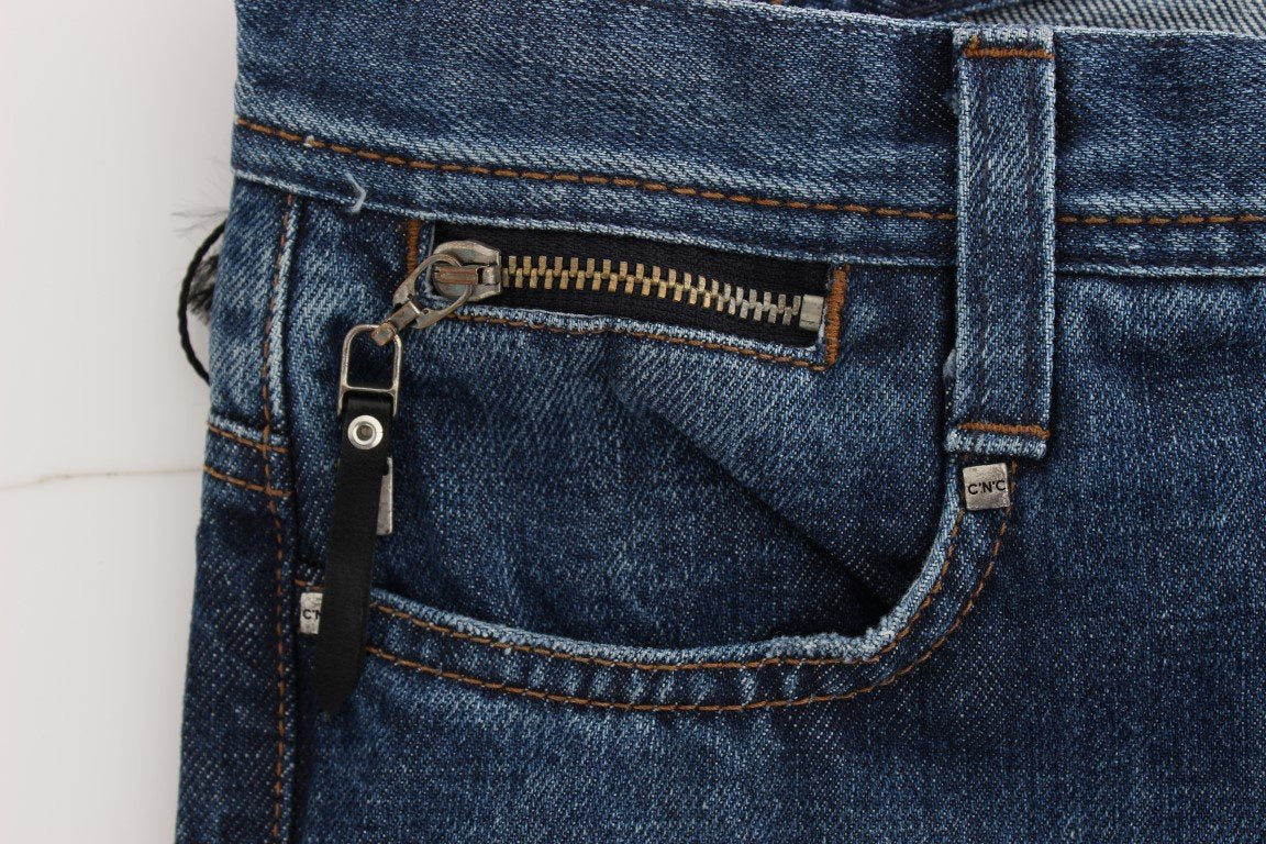 Blue Cotton Bootcut Denim Jeans