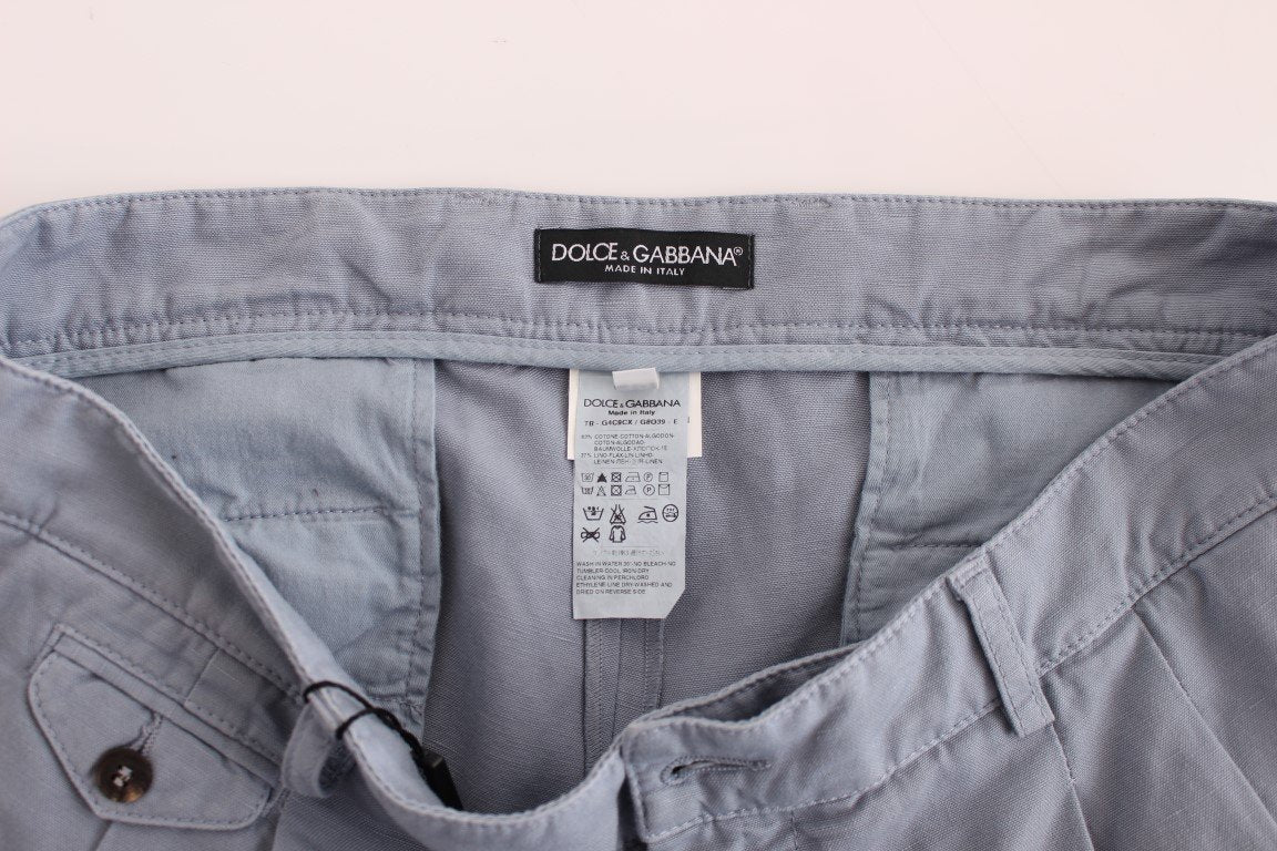 Blue Cotton Above Knees Dress Shorts