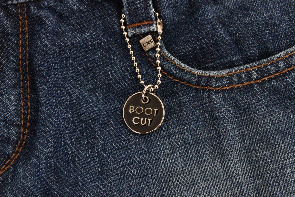 Blue Cotton Bootcut Denim Jeans