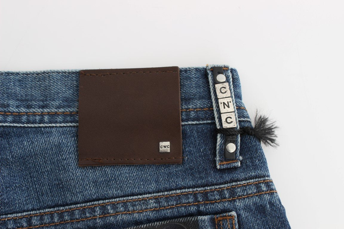 Blue Cotton Bootcut Denim Jeans