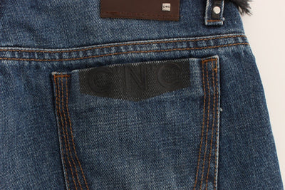 Blue Cotton Bootcut Denim Jeans