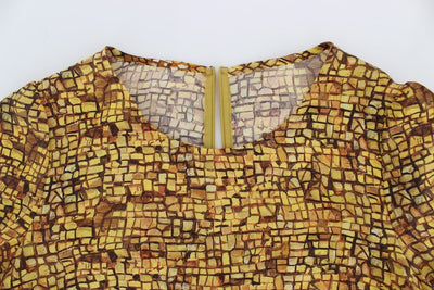 Multicolor Mosaic Print Silk Blouse T-shirt