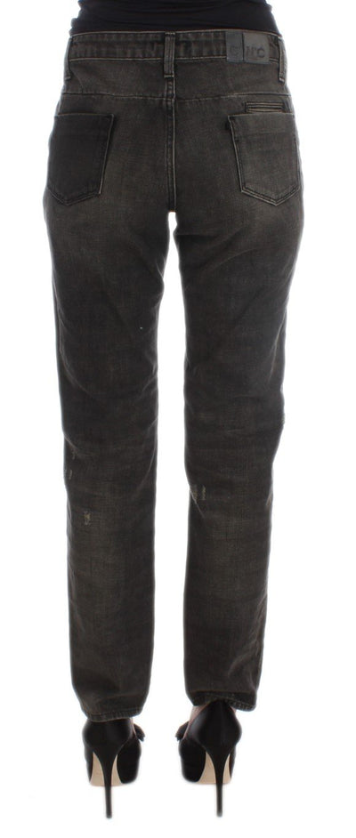 Gray Cotton Blend Boyfriend Jeans