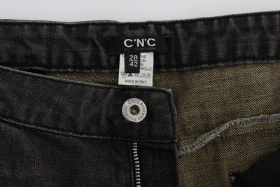 Gray Cotton Blend Boyfriend Jeans