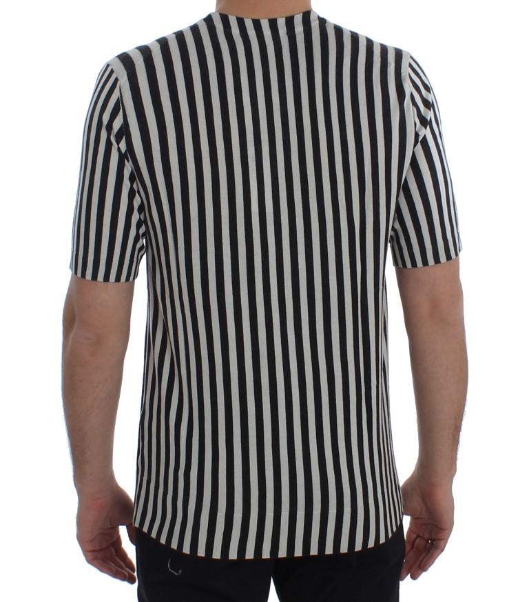 Black White Striped Cashmere Silk T-shirt