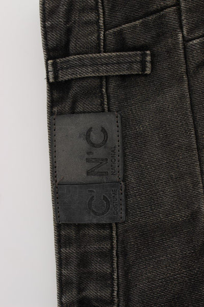 Gray Cotton Blend Boyfriend Jeans