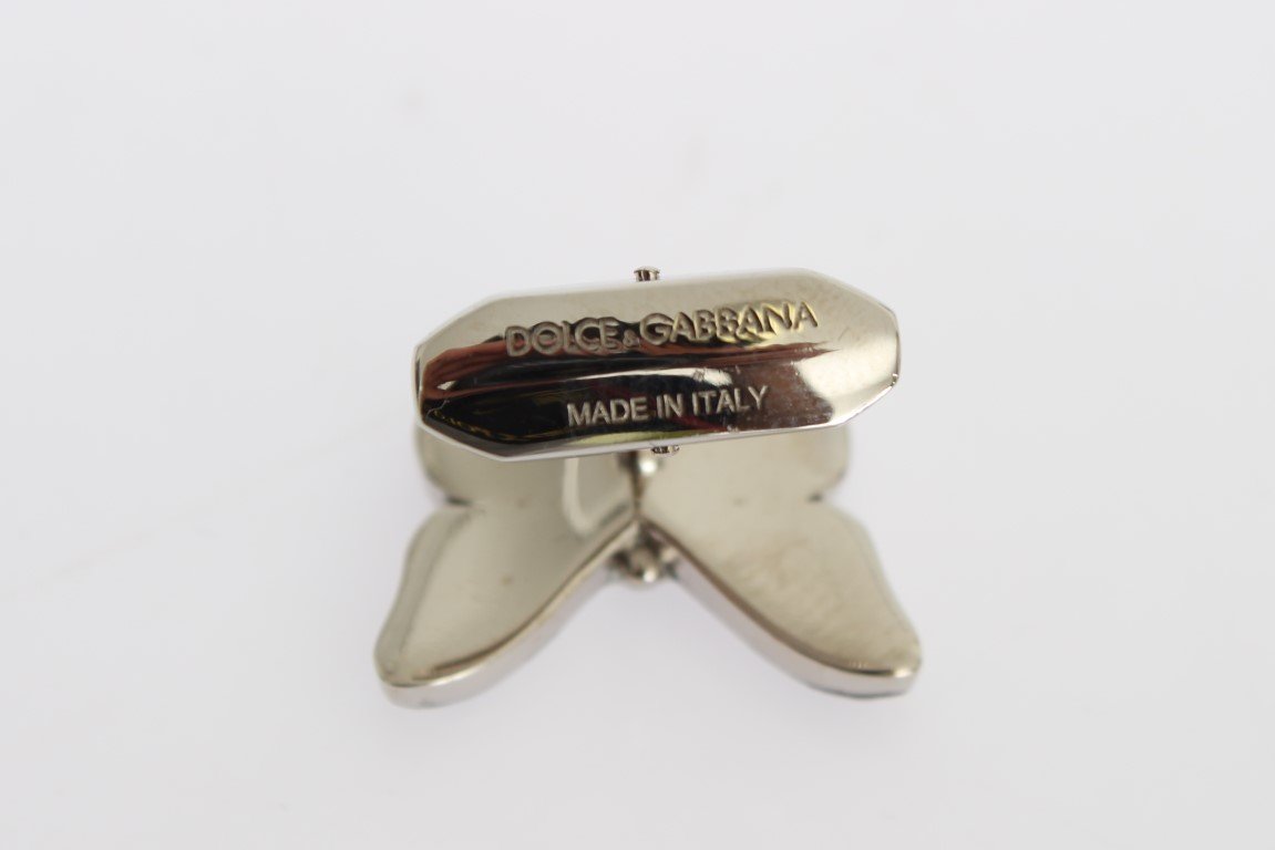 Silver Brass White Butterfly Cufflinks