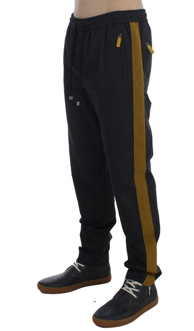 Gray Yellow Striped Casual Pants