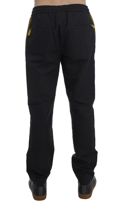 Gray Yellow Striped Casual Pants