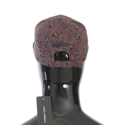 Bordeaux Pattern Cotton Flat Bill Cap
