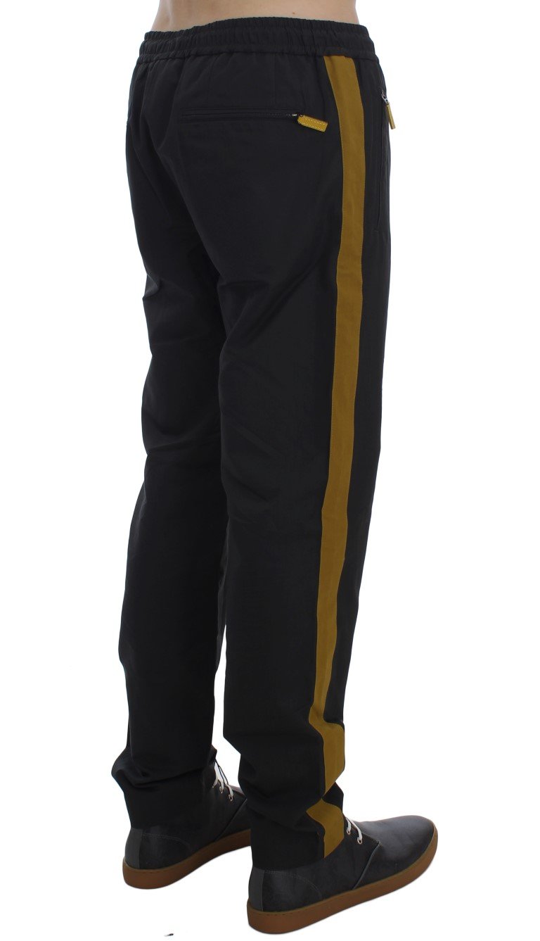 Gray Yellow Striped Casual Pants