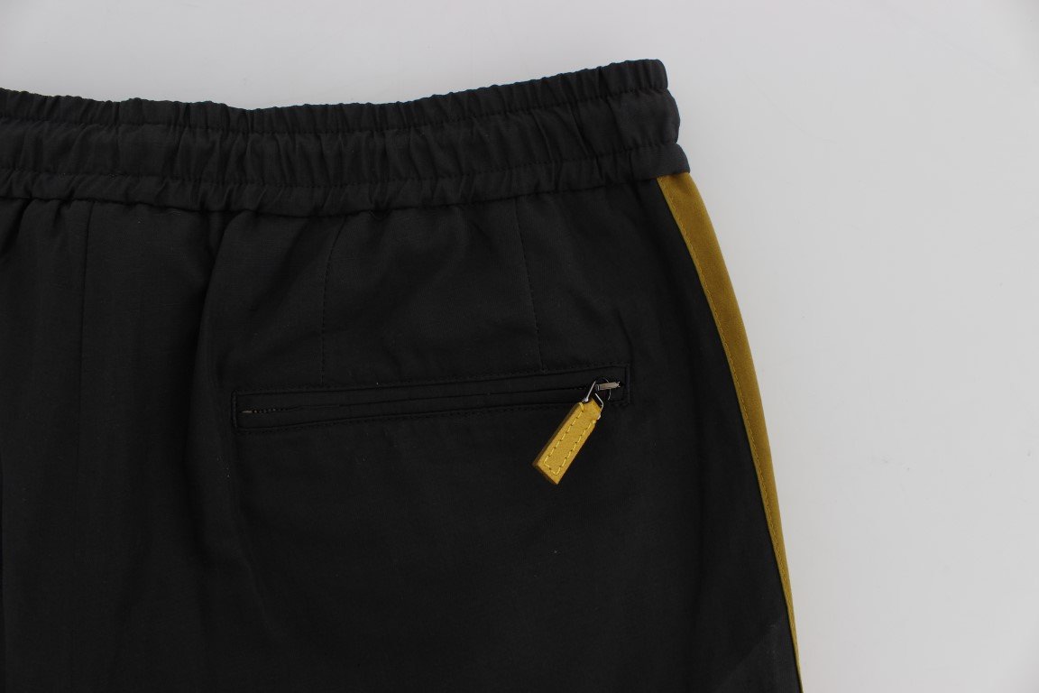 Gray Yellow Striped Casual Pants