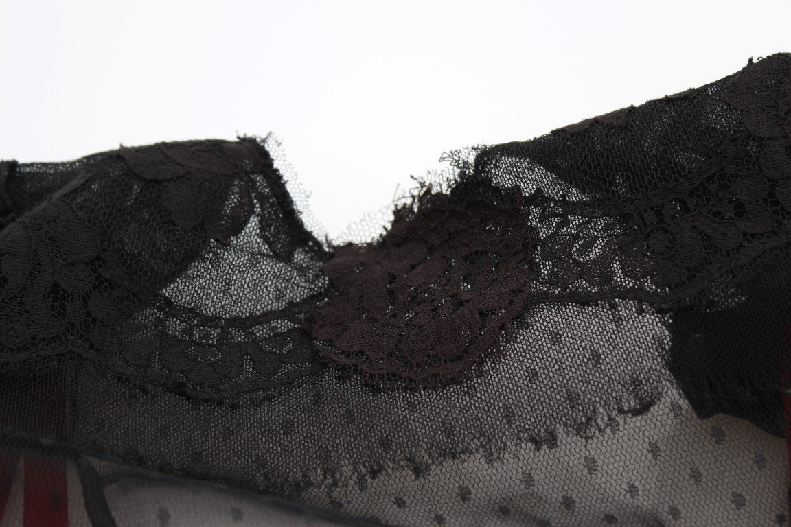 Black Floral Lace Shift Short Sleeve Dress