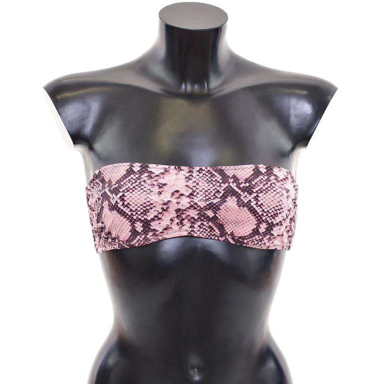 Pink Snake Print Bikini Top Bra Swimwear