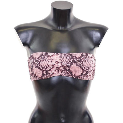 Pink Snake Print Bikini Top Bra Swimwear