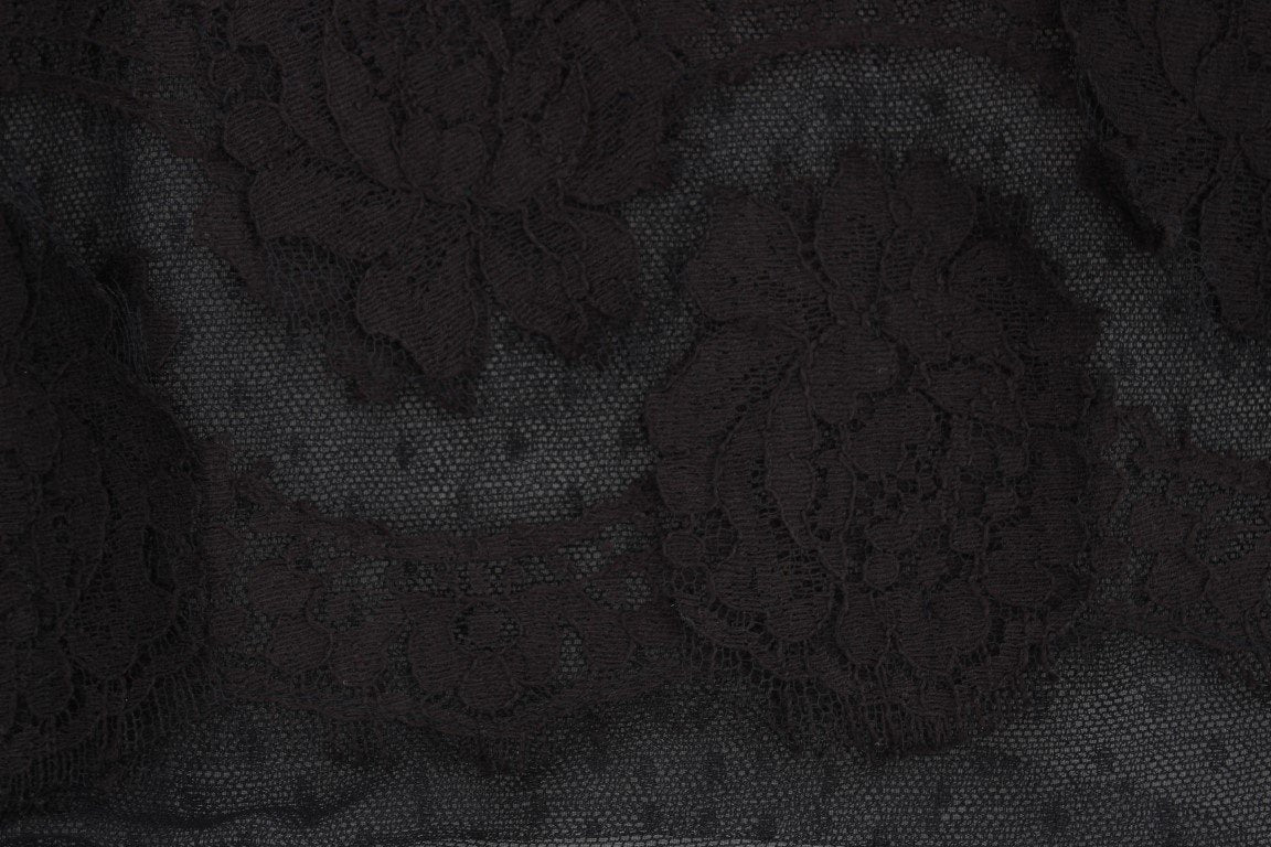 Black Floral Lace Shift Short Sleeve Dress