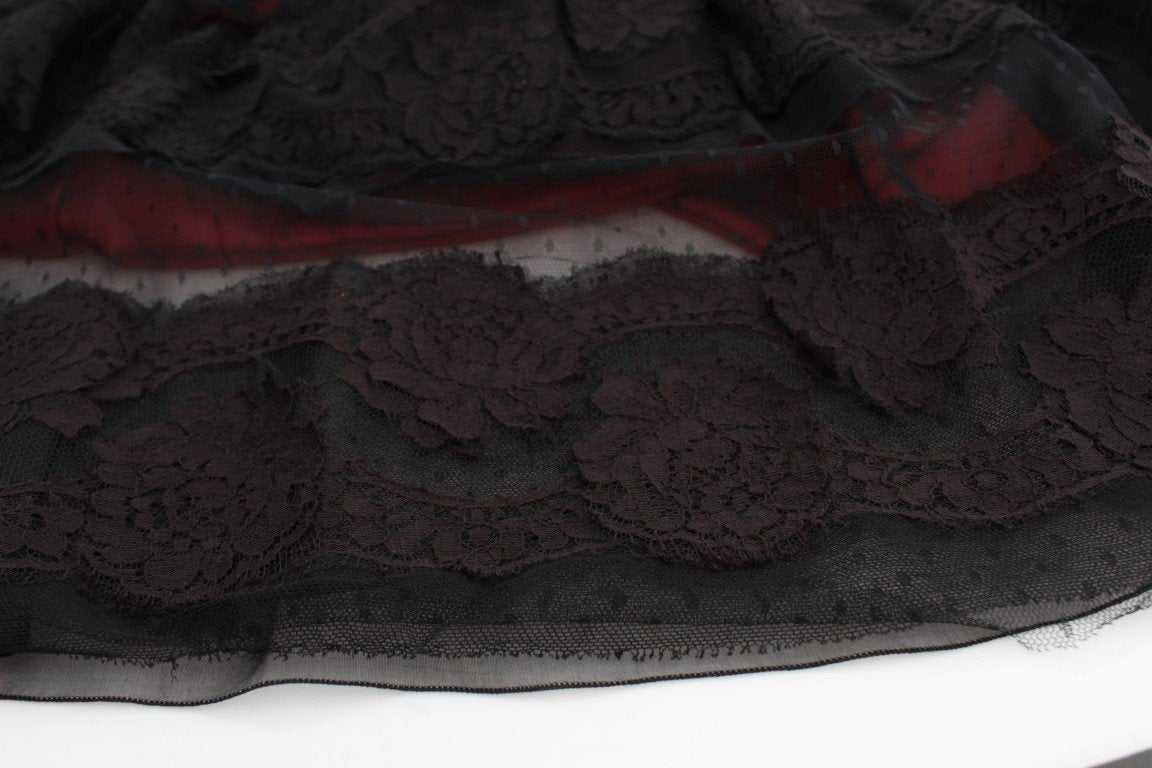 Black Floral Lace Shift Short Sleeve Dress
