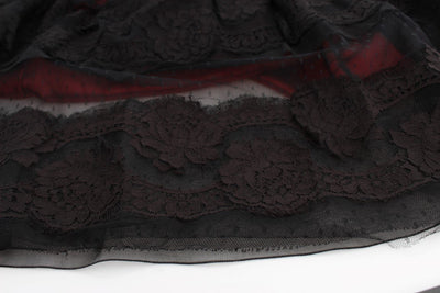 Black Floral Lace Shift Short Sleeve Dress