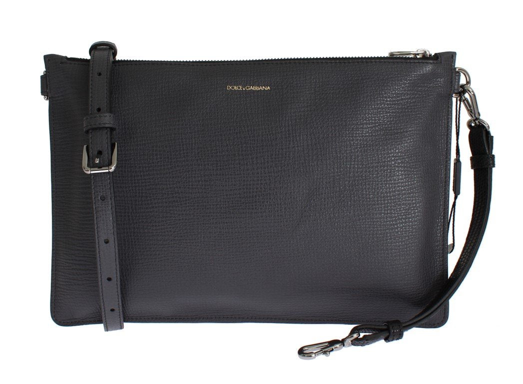 Gray Lizard Leather Shoulder Cross Body Messenger Bag