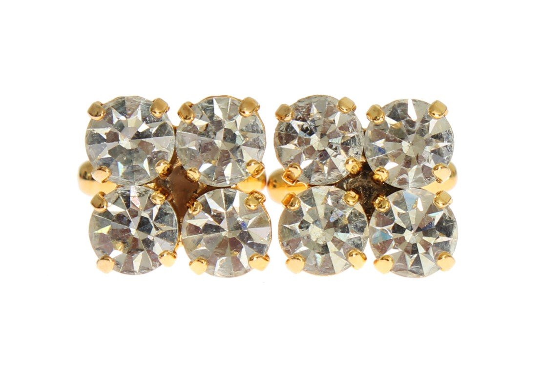 Clear Crystal Gold Brass Cufflinks