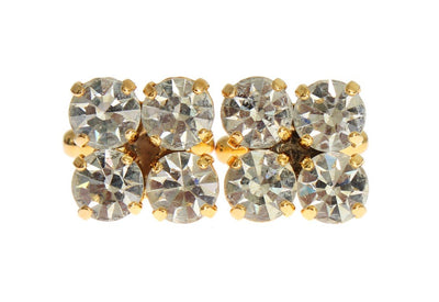 Clear Crystal Gold Brass Cufflinks