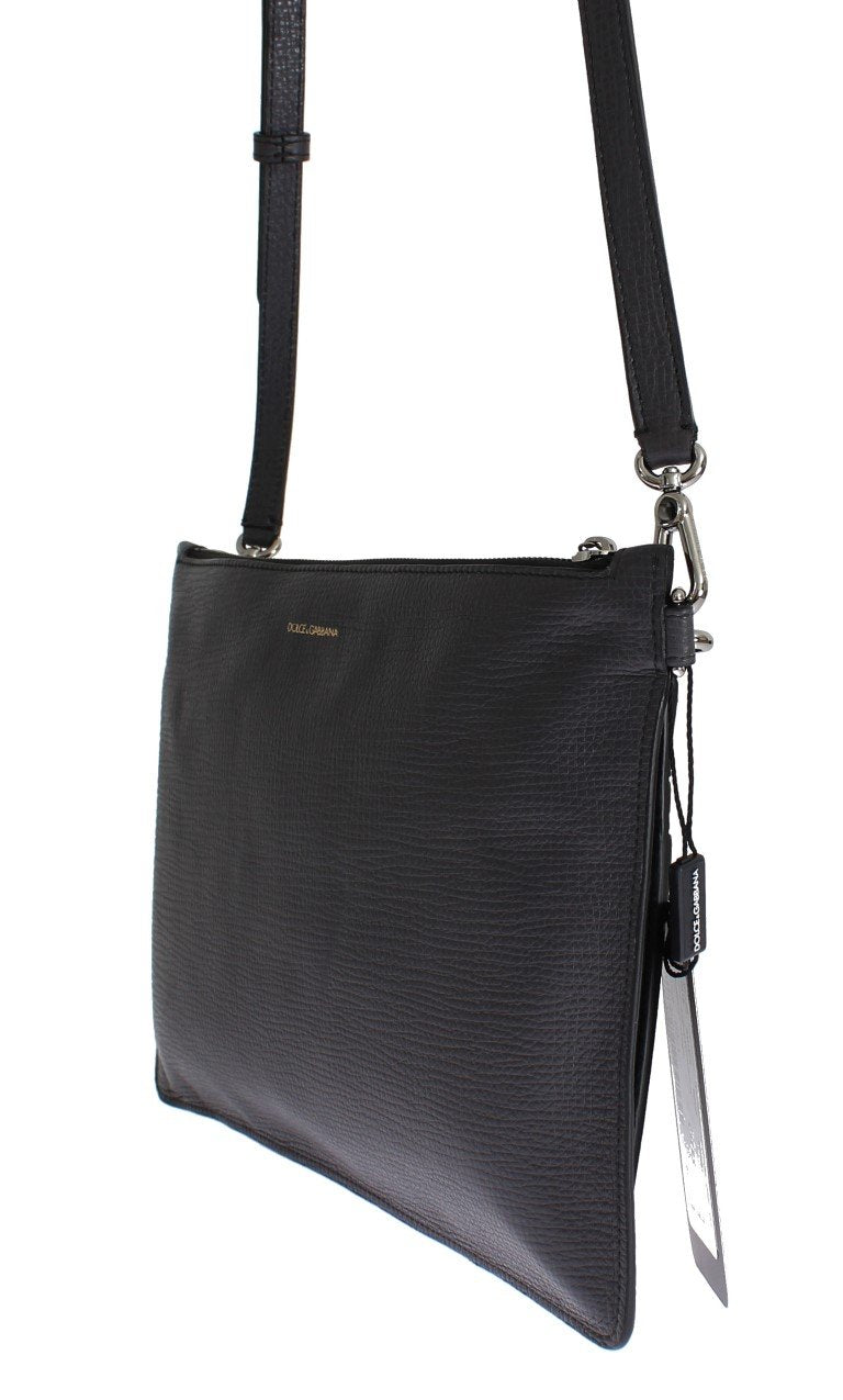 Gray Lizard Leather Shoulder Cross Body Messenger Bag