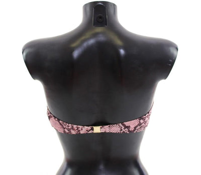 Pink Snake Print Bikini Top Bra Swimwear