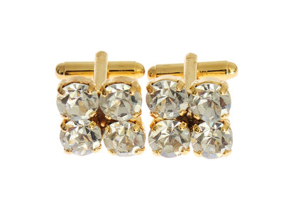 Clear Crystal Gold Brass Cufflinks