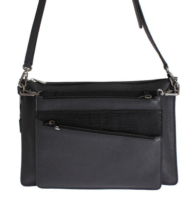 Gray Lizard Leather Shoulder Cross Body Messenger Bag