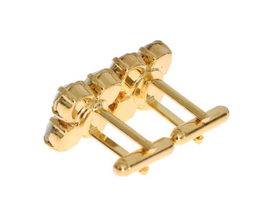 Clear Crystal Gold Brass Cufflinks