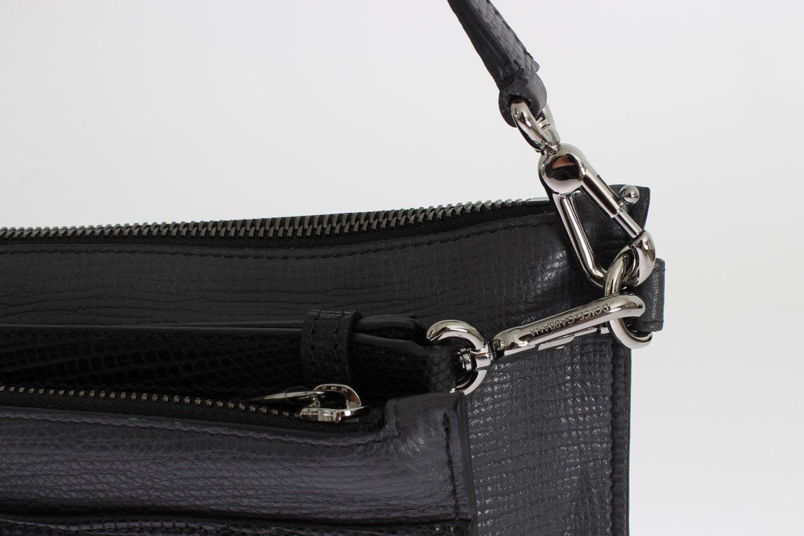 Gray Lizard Leather Shoulder Cross Body Messenger Bag